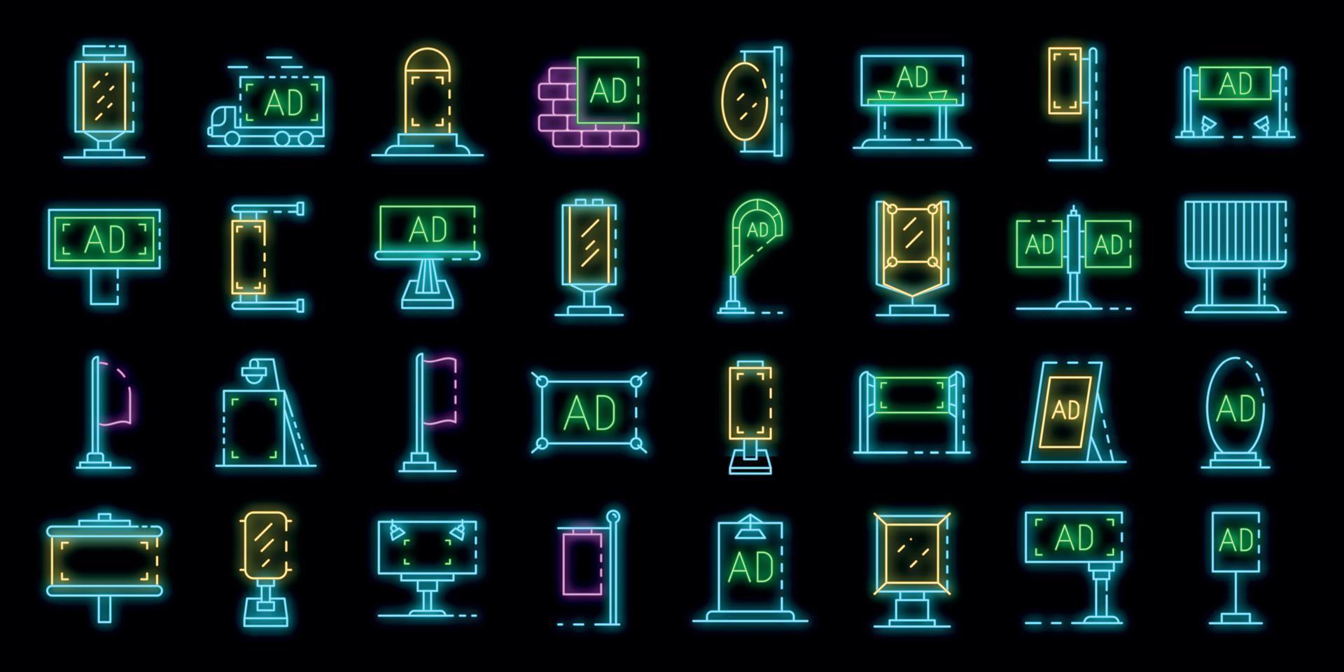 Außenwerbungsikonen stellten Vektorneon ein vektor