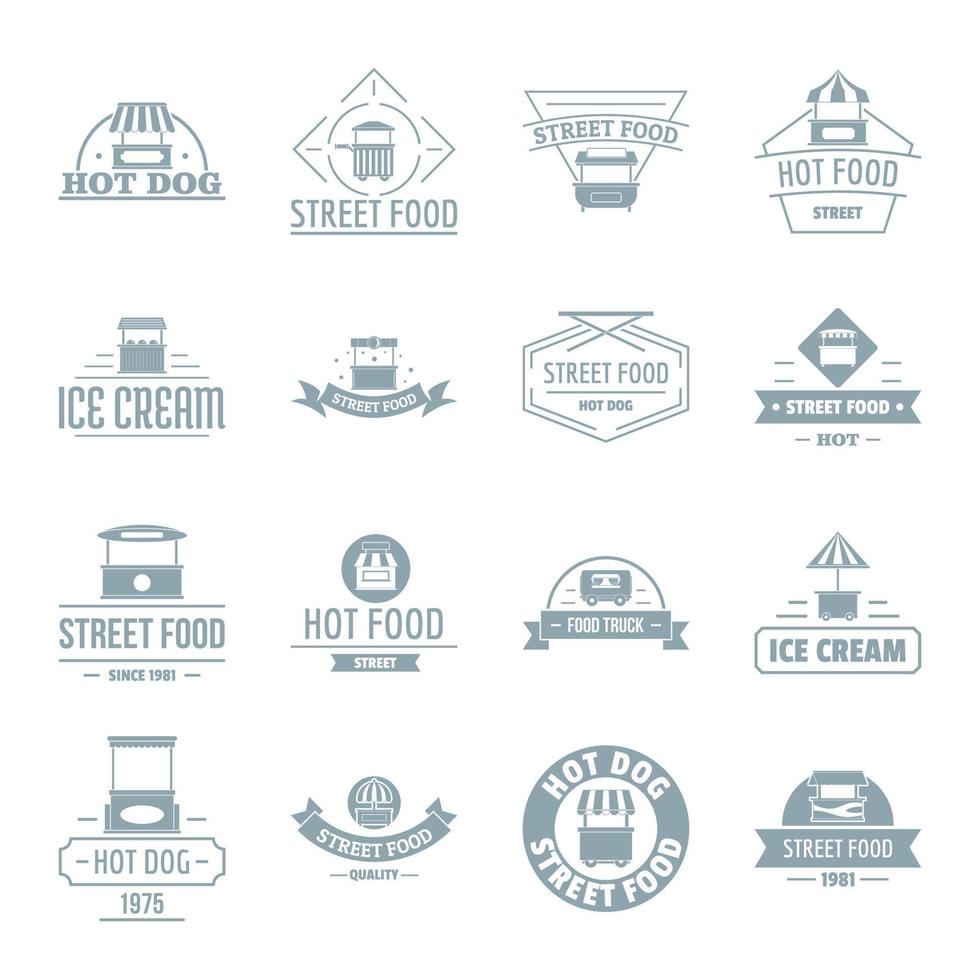 Streetfood-Logo-Icons gesetzt, einfacher Stil vektor