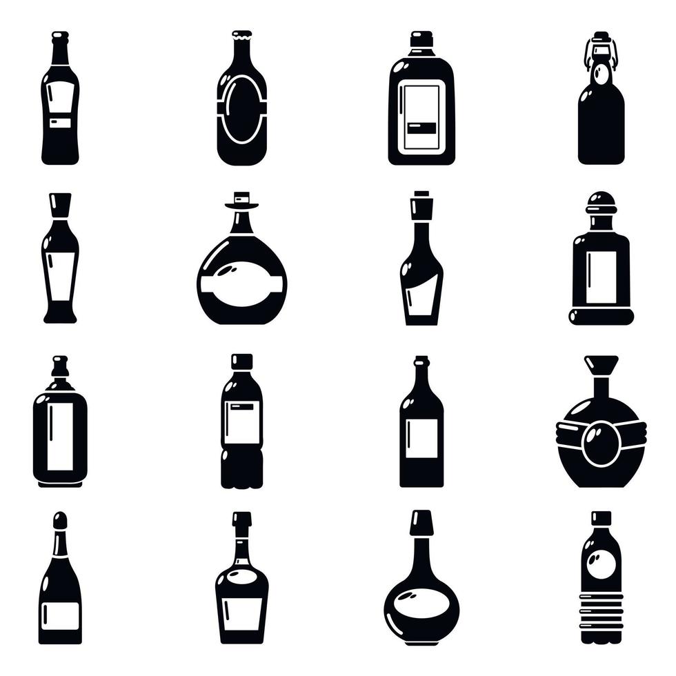 Flaschen-Icons gesetzt, einfachen Stil vektor