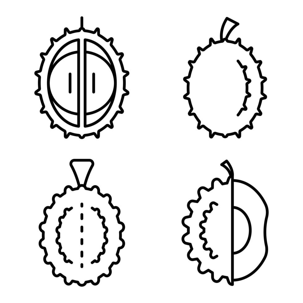 durian-symbole gesetzt, umrissstil vektor