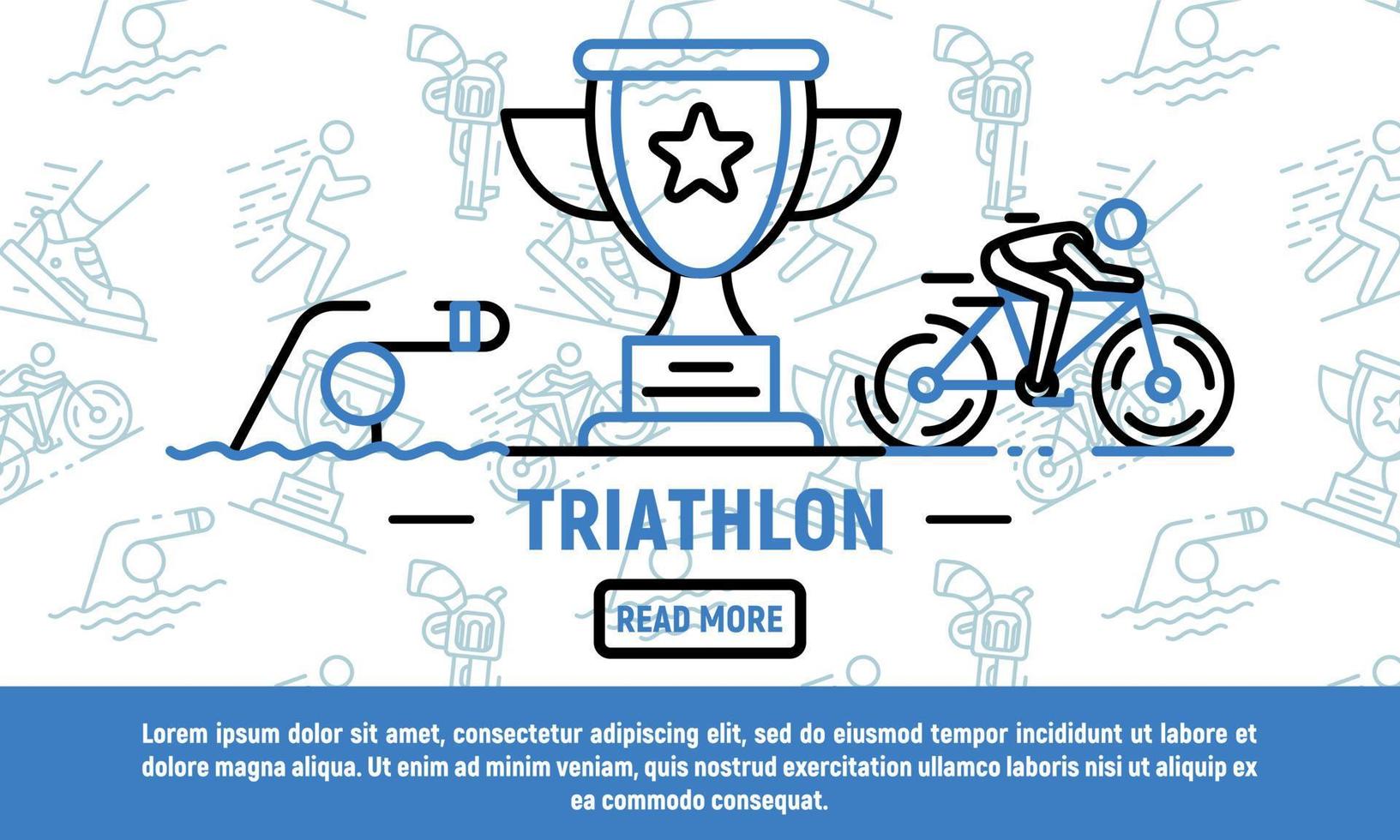 sport-triathlon-banner, umrissstil vektor