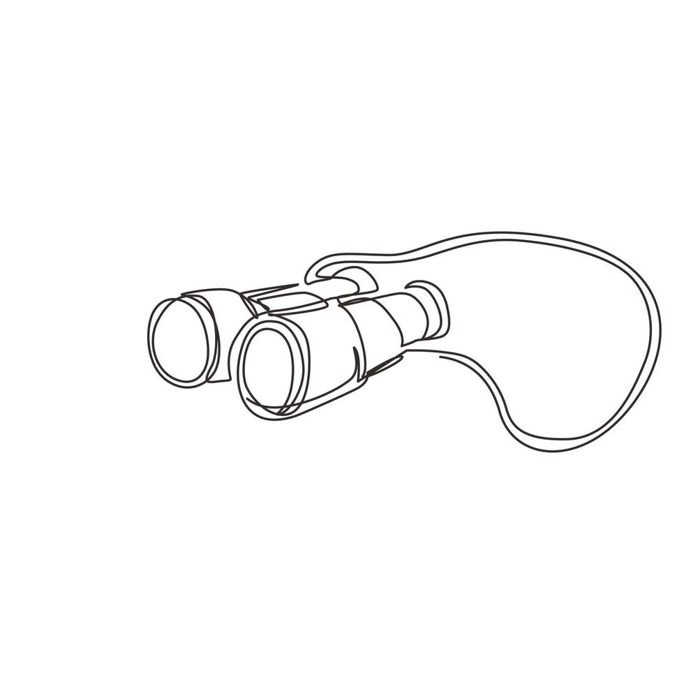 optisches Instrument mit einem einzelnen Strichzeichnungs-Fernglas. Glaslinsen zum Betrachten entfernter Objekte, um eine Prognose zu stellen, um die Zukunft zu erforschen. moderne grafische vektorillustration des ununterbrochenen zeichnendesigns vektor