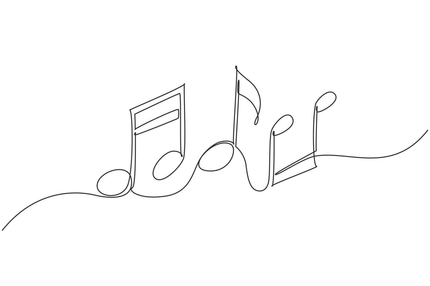 enda en rad ritning notikonen i trendig platt stil isolerad på bakgrunden. musikalisk symbol i en linjär minimalistisk stil. trendig abstrakt vågmelodi. kontinuerlig linje rita design grafik vektor
