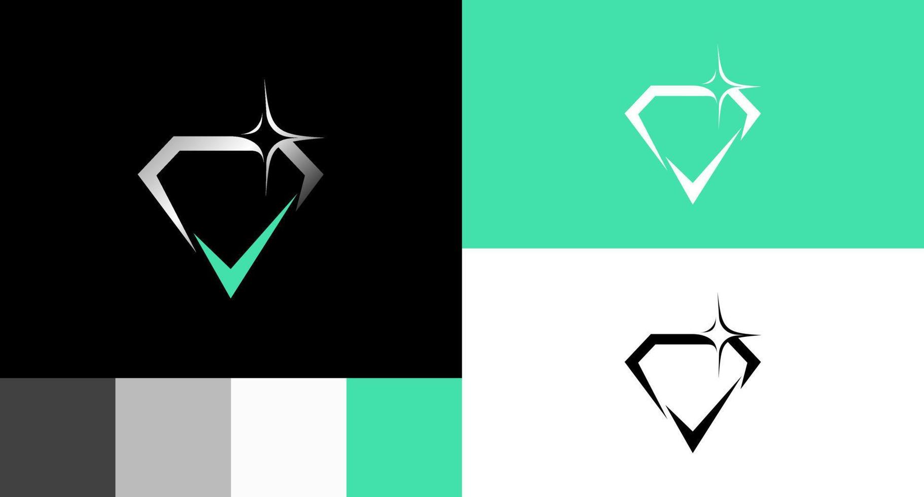 glänsande diamant verifiera logotyp designkoncept vektor