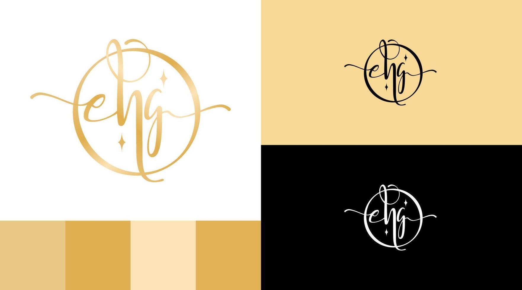 goldener schmuckbuchstabe ehg monogramm logo designkonzept vektor