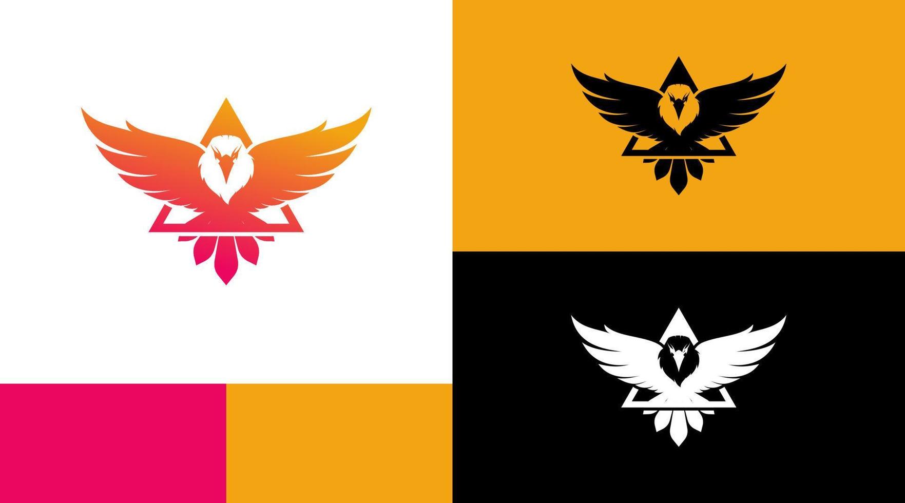Fliegender Adler mit Dreieck-Logo-Design-Konzept vektor
