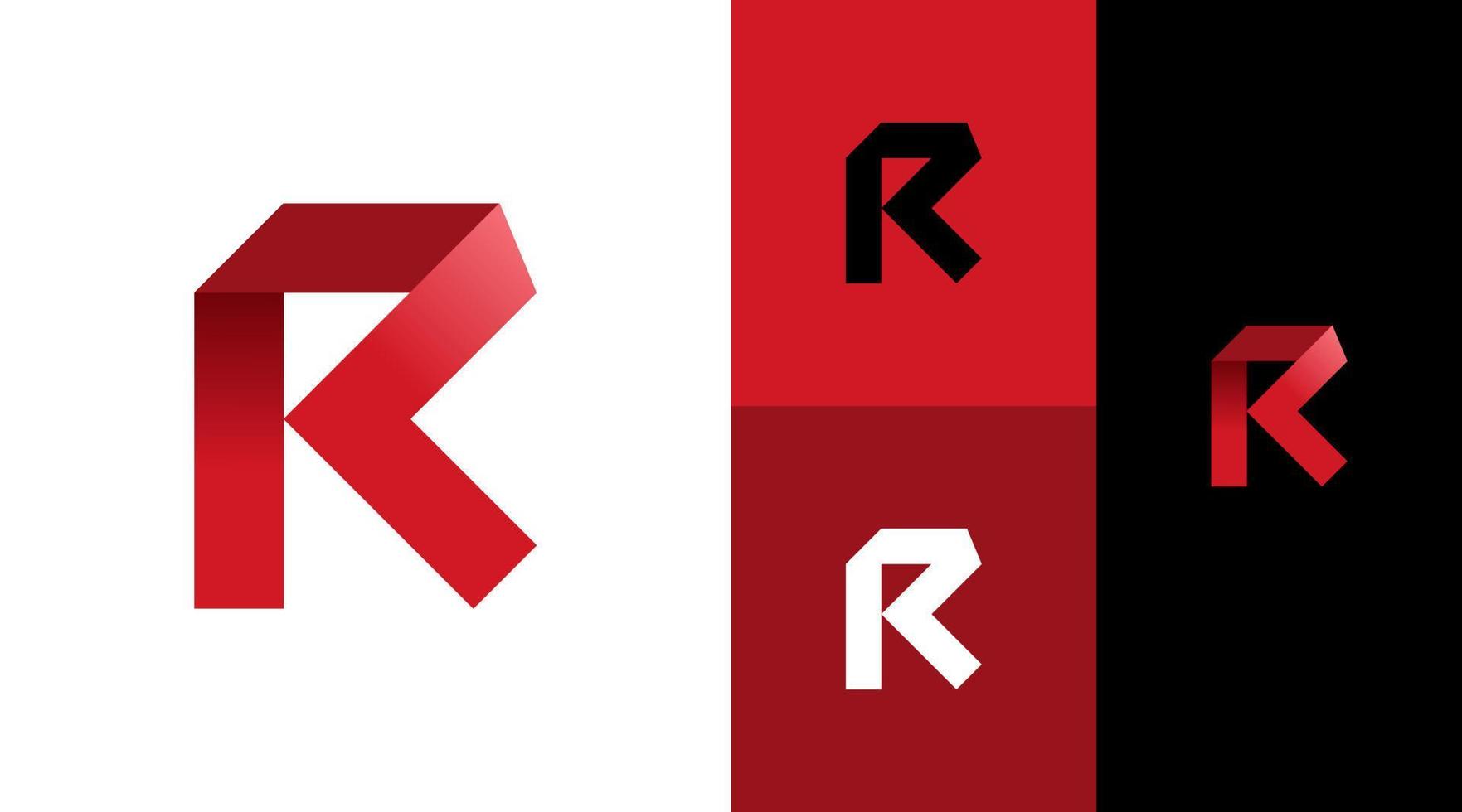 rotes r-monogramm faltbares logo-design-konzept vektor