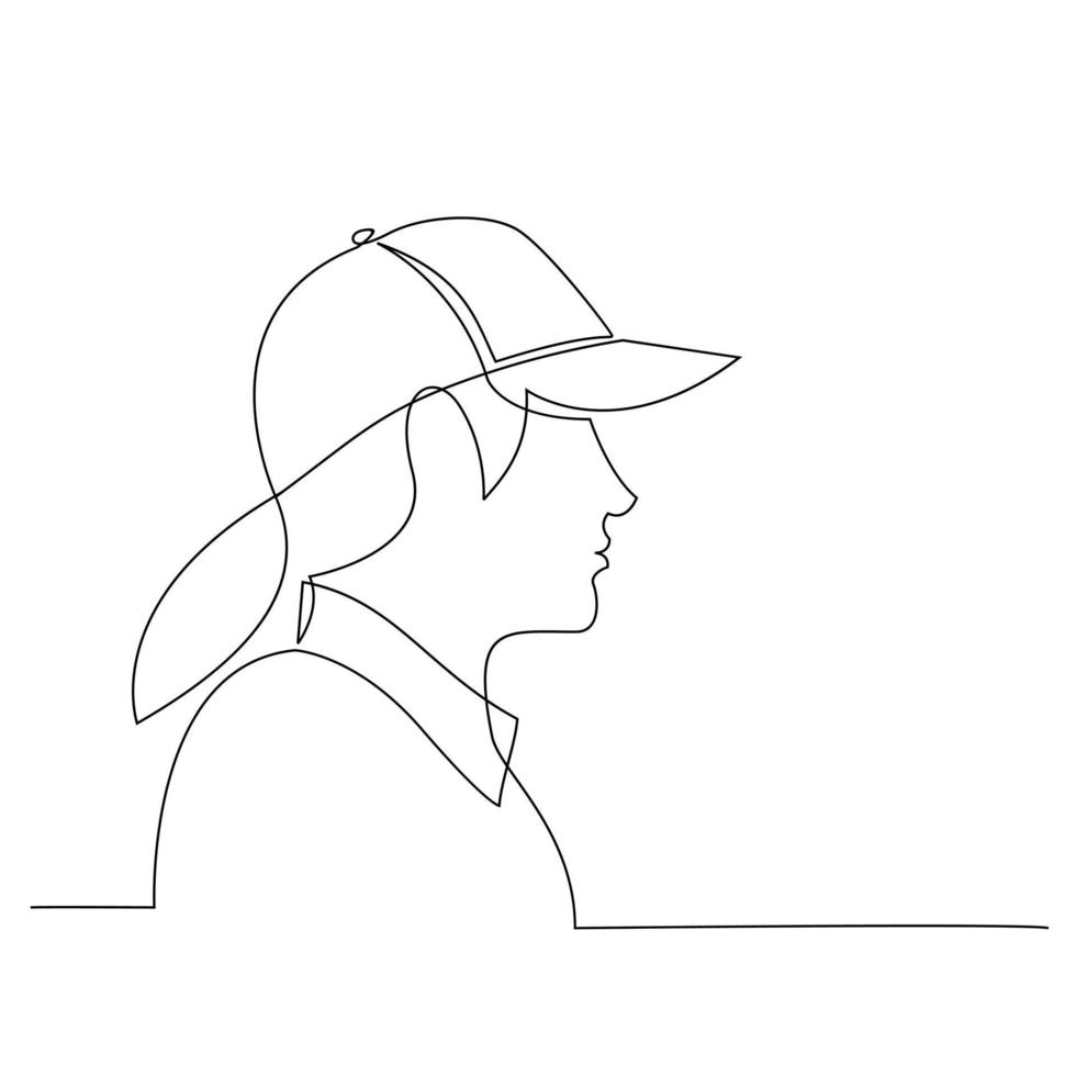kvinna hatt mössa en linje ritning vektor design