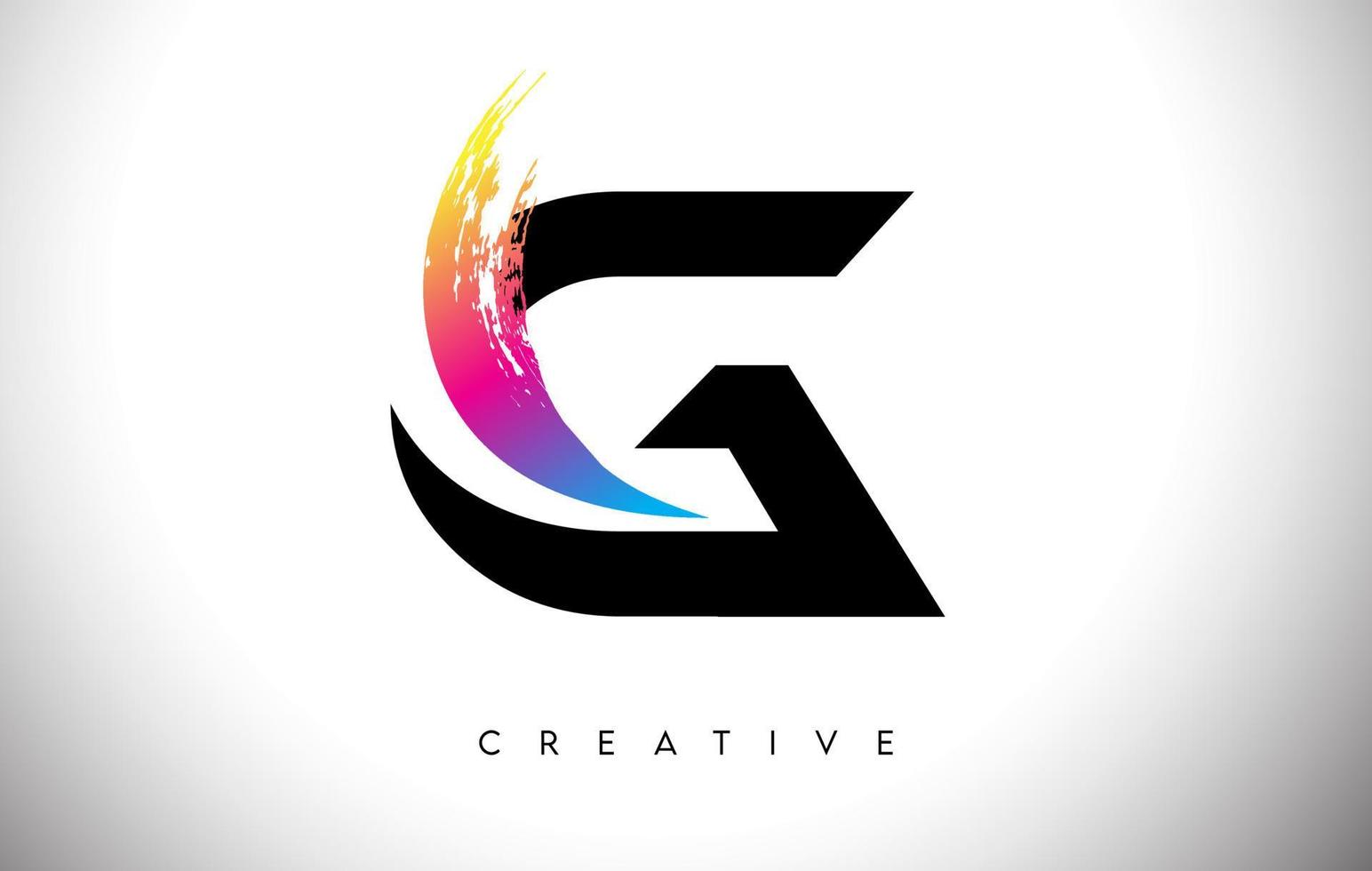 g Pinselstrich künstlerisches Brief-Logo-Design mit kreativem, modernem Look-Vektor und lebendigen Farben vektor