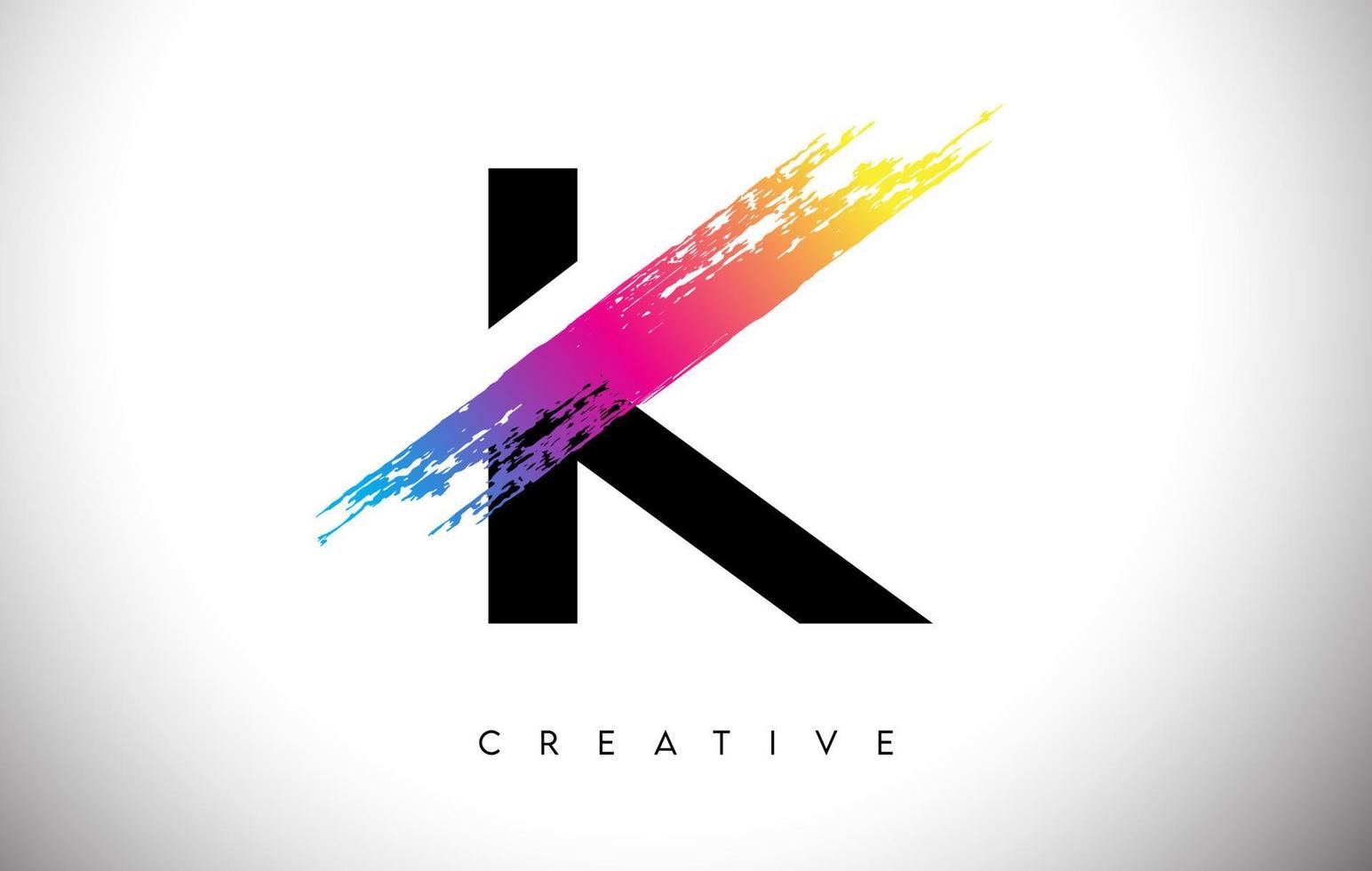 k Pinselstrich künstlerisches Brief-Logo-Design mit kreativem, modernem Look-Vektor und lebendigen Farben vektor