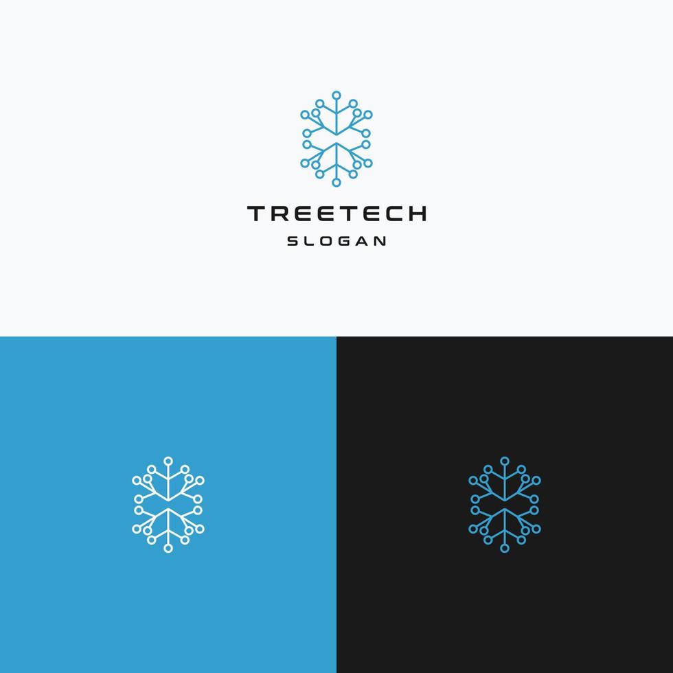 Baum-Tech-Logo-Icon-Design-Vorlage vektor