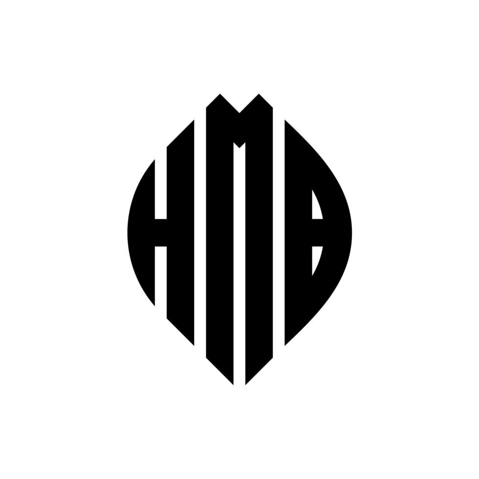 hmb cirkel bokstavslogotyp design med cirkel och ellipsform. hmb ellipsbokstäver med typografisk stil. de tre initialerna bildar en cirkellogotyp. hmb cirkel emblem abstrakt monogram brev märke vektor. vektor