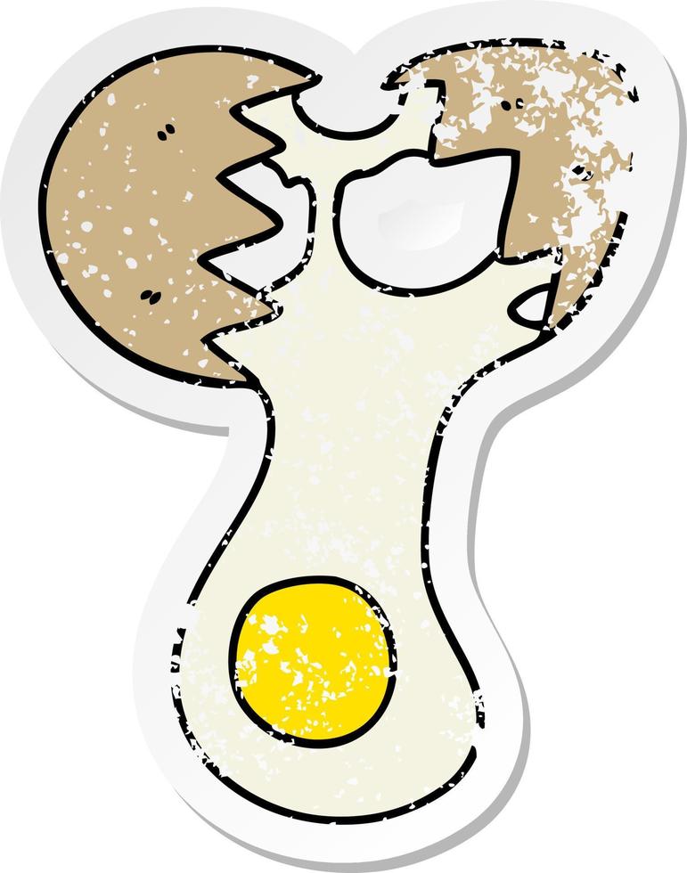 beunruhigter Aufkleber eines skurrilen, handgezeichneten Cartoon-Cracked-Eies vektor