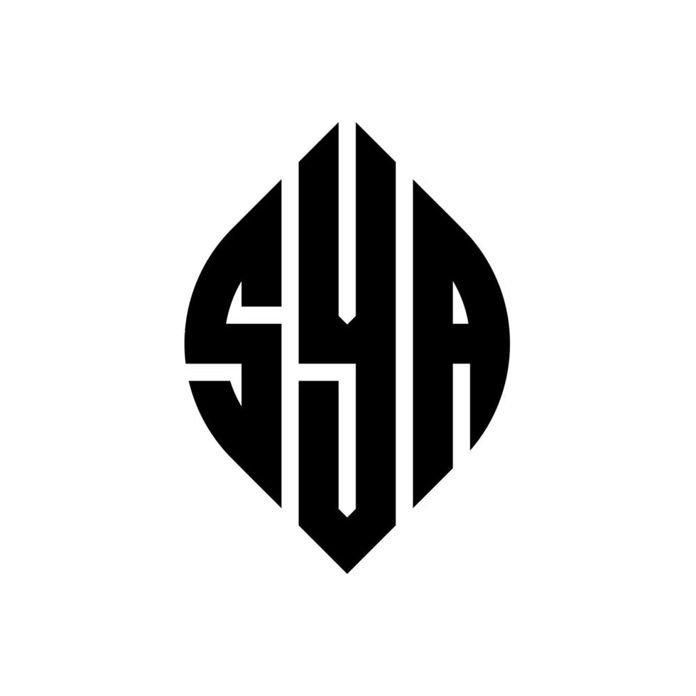Sya-Kreisbuchstabe-Logo-Design mit Kreis- und Ellipsenform. sya Ellipsenbuchstaben mit typografischem Stil. Die drei Initialen bilden ein Kreislogo. Sya-Kreis-Emblem abstrakter Monogramm-Buchstaben-Markierungsvektor. vektor