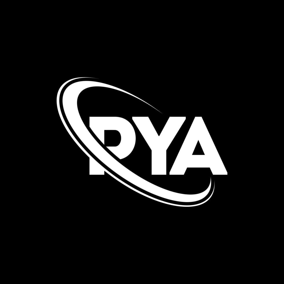 Pya-Logo. Pya-Brief. Pya-Brief-Logo-Design. Initialen-Pya-Logo, verbunden mit Kreis und Monogramm-Logo in Großbuchstaben. pya typografie für technologie-, geschäfts- und immobilienmarke. vektor