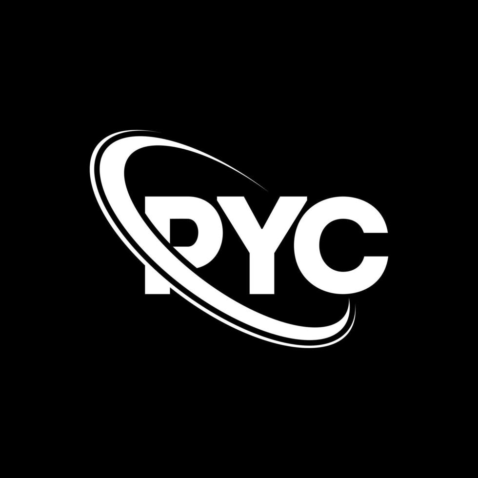 pyc logotyp. pyc brev. pyc brev logotyp design. initialer pyc logotyp länkad med cirkel och versaler monogram logotyp. pyc typografi för teknik, företag och fastighetsmärke. vektor