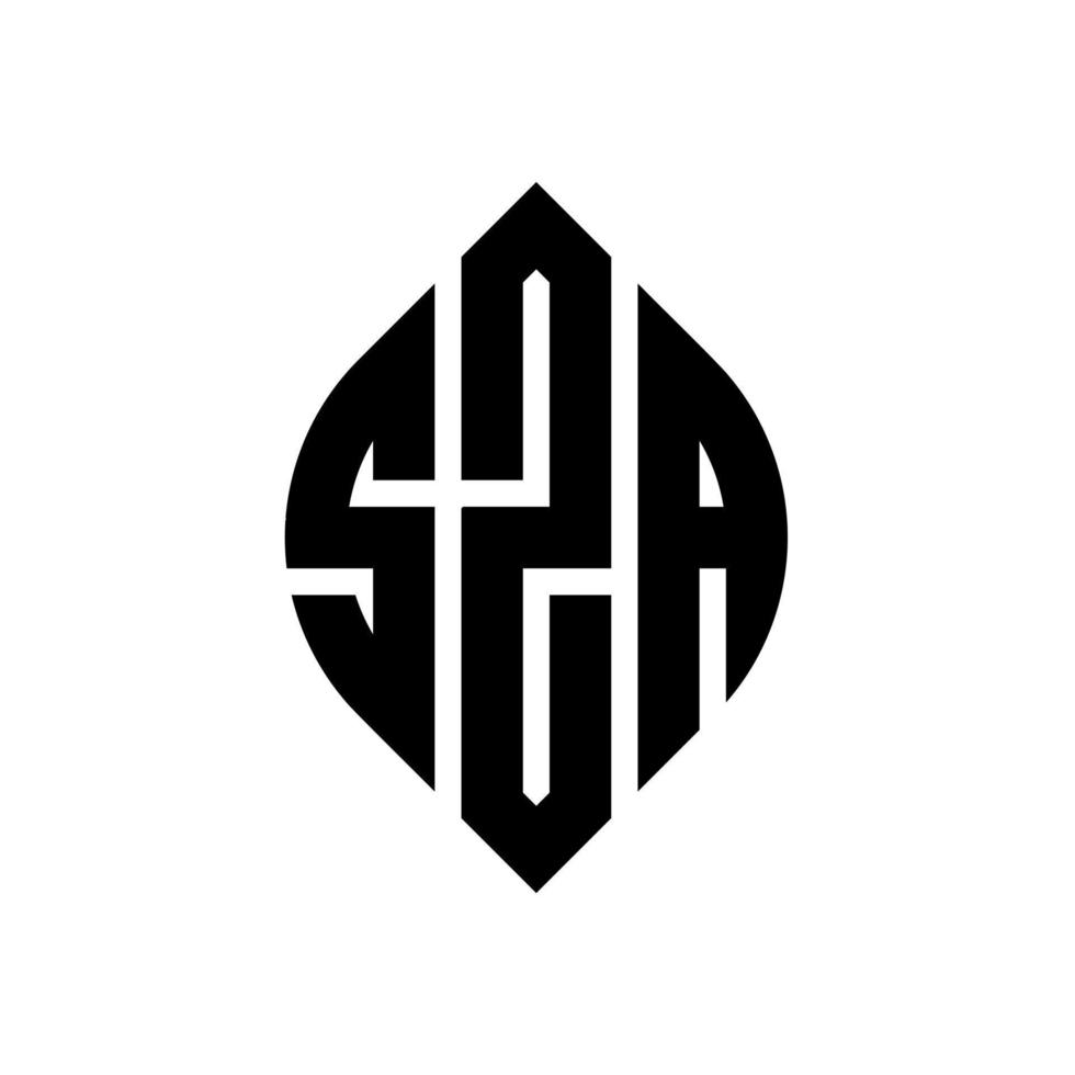 sza-Kreis-Buchstaben-Logo-Design mit Kreis- und Ellipsenform. sza Ellipsenbuchstaben mit typografischem Stil. Die drei Initialen bilden ein Kreislogo. Sza-Kreis-Emblem abstrakter Monogramm-Buchstaben-Markenvektor. vektor