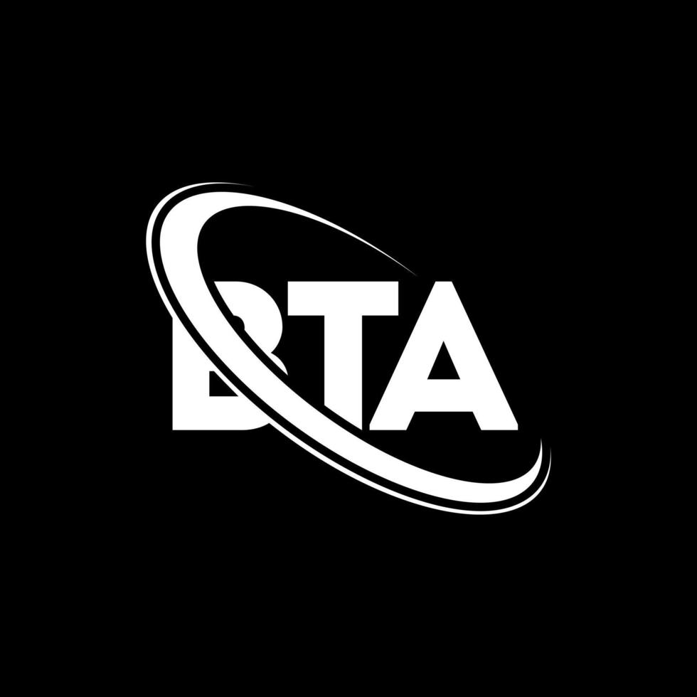 bta logotyp. bta brev. bta letter logotyp design. initialer bta logotyp länkad med cirkel och versaler monogram logotyp. bta typografi för teknik, företag och fastighetsmärke. vektor