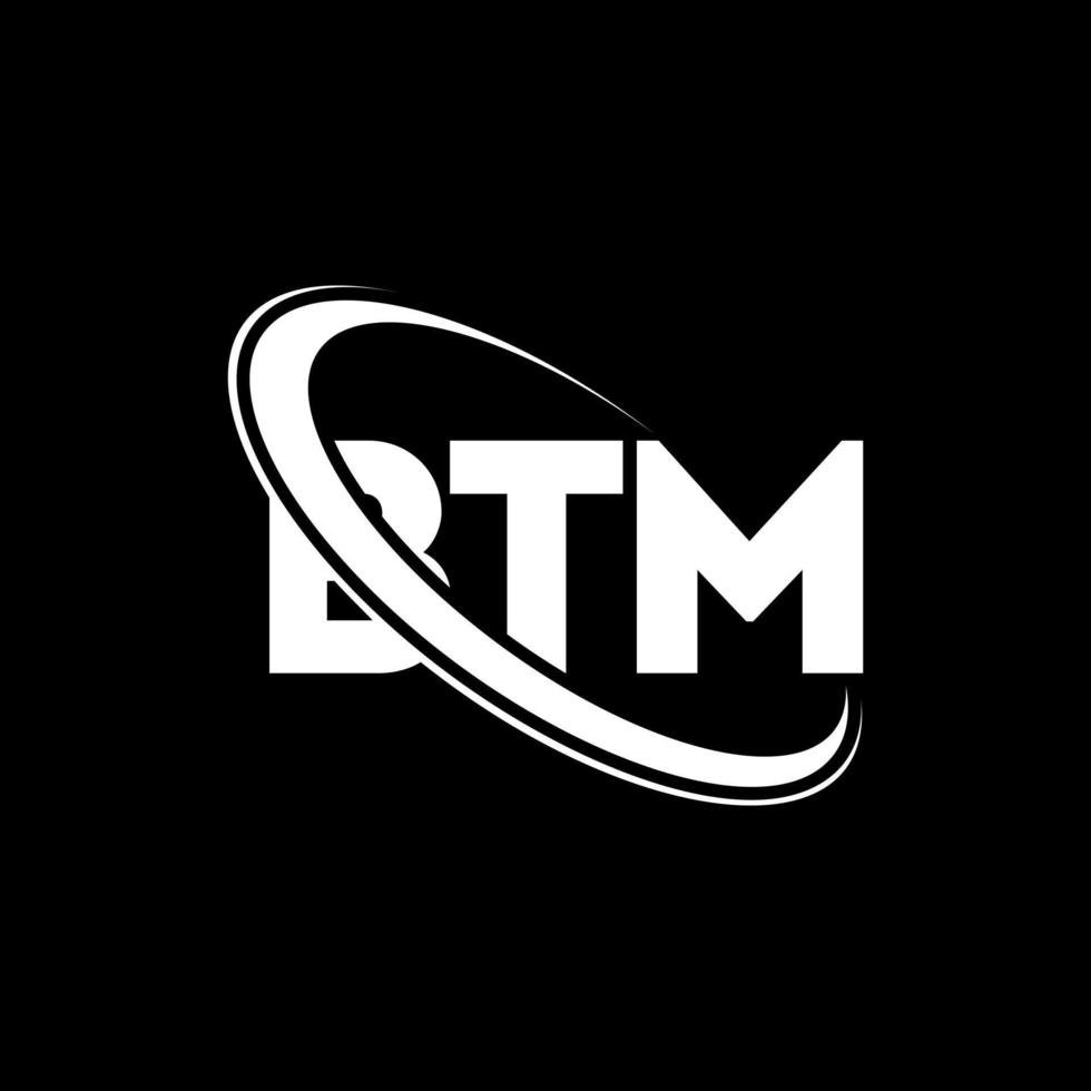 btm logotyp. btm brev. btm brev logotyp design. initialer btm logotyp länkad med cirkel och versaler monogram logotyp. btm typografi för teknik, företag och fastighetsmärke. vektor