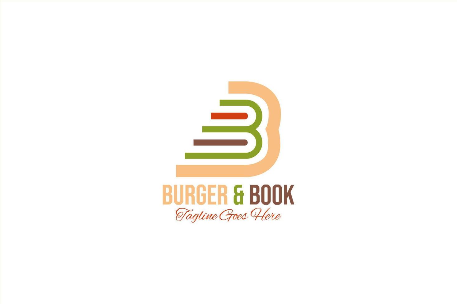 vektorlogoelement mit burger und buchillustration. verwendbar für Markencafés, Verlage und Bibliotheken vektor