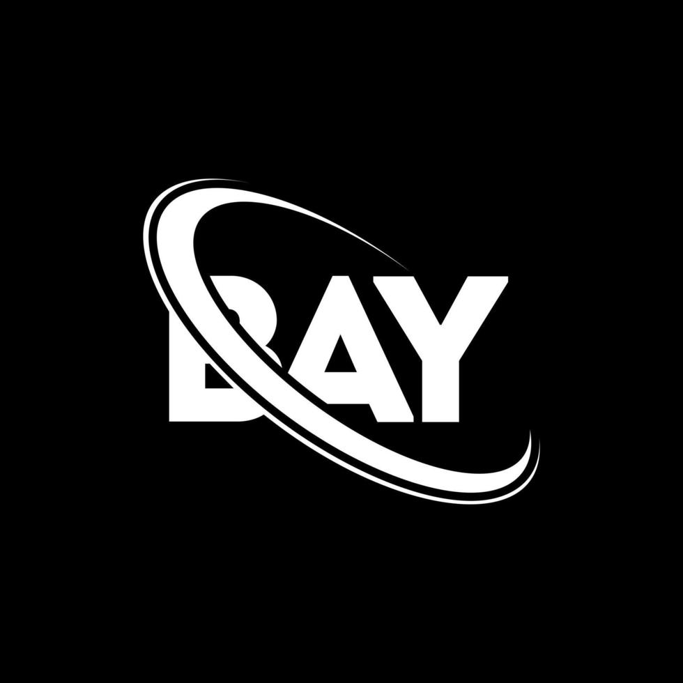 bay logotyp. lagerbrev. bay letter logotyp design. initialer bay logotyp länkad med cirkel och versaler monogram logotyp. bay typografi för teknik, affärs- och fastighetsmärke. vektor