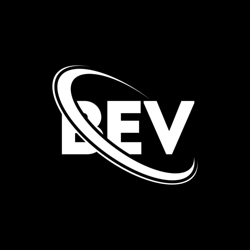 bev-Logo. bev Brief. bev-Buchstaben-Logo-Design. Initialen bev-Logo verbunden mit Kreis und Monogramm-Logo in Großbuchstaben. bev typografie für technologie-, geschäfts- und immobilienmarke. vektor