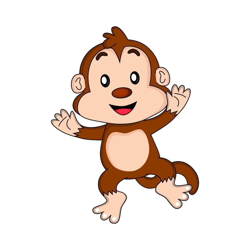 illustration av en hoppande apa med ett glatt och roligt ansikte, lämplig för illustrationer av barnböcker, brevpapper, affischer, förpackningsdesigner, design av flingor, webbplatser och andra vektor