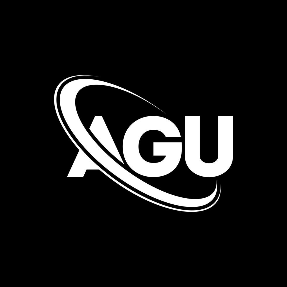 agu logotyp. agu brev. agu brev logotyp design. initialer agu logotyp länkad med cirkel och versaler monogram logotyp. agu typografi för teknik, företag och fastighetsmärke. vektor