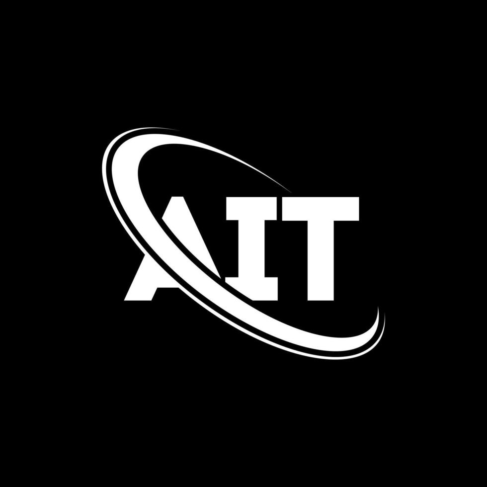ait-Logo. Brief. ait-Buchstaben-Logo-Design. Initialen AIT-Logo verbunden mit Kreis und Monogramm-Logo in Großbuchstaben. ait-typografie für technologie-, geschäfts- und immobilienmarke. vektor