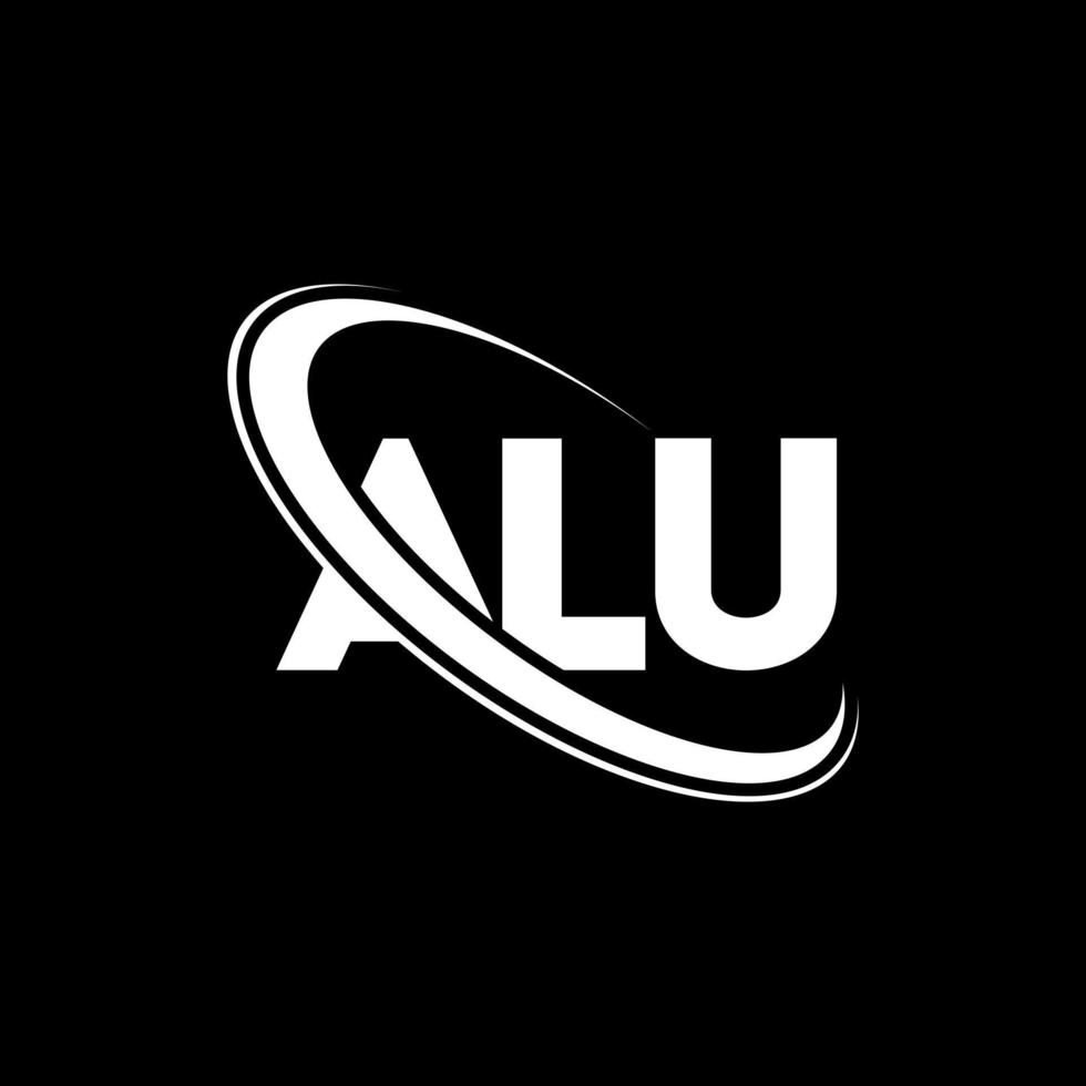 Alu-Logo. Alu-Brief. Logo-Design mit Alu-Buchstaben. Initialen Alu-Logo verbunden mit Kreis und Monogramm-Logo in Großbuchstaben. alu-typografie für technologie-, geschäfts- und immobilienmarke. vektor