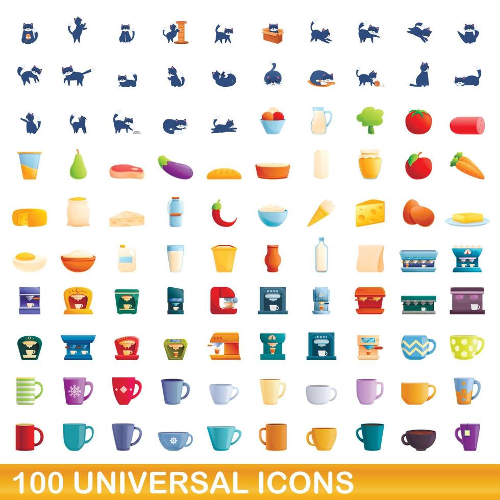 100 universelle Symbole im Cartoon-Stil vektor