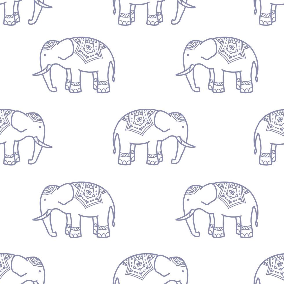 Elefantenhand gezeichnetes nahtloses Muster. Stammes-Vektor-Hintergrund. ethnische indische illustration. süßer druck für textilien, bekleidung, stoff, kinderzimmer vektor
