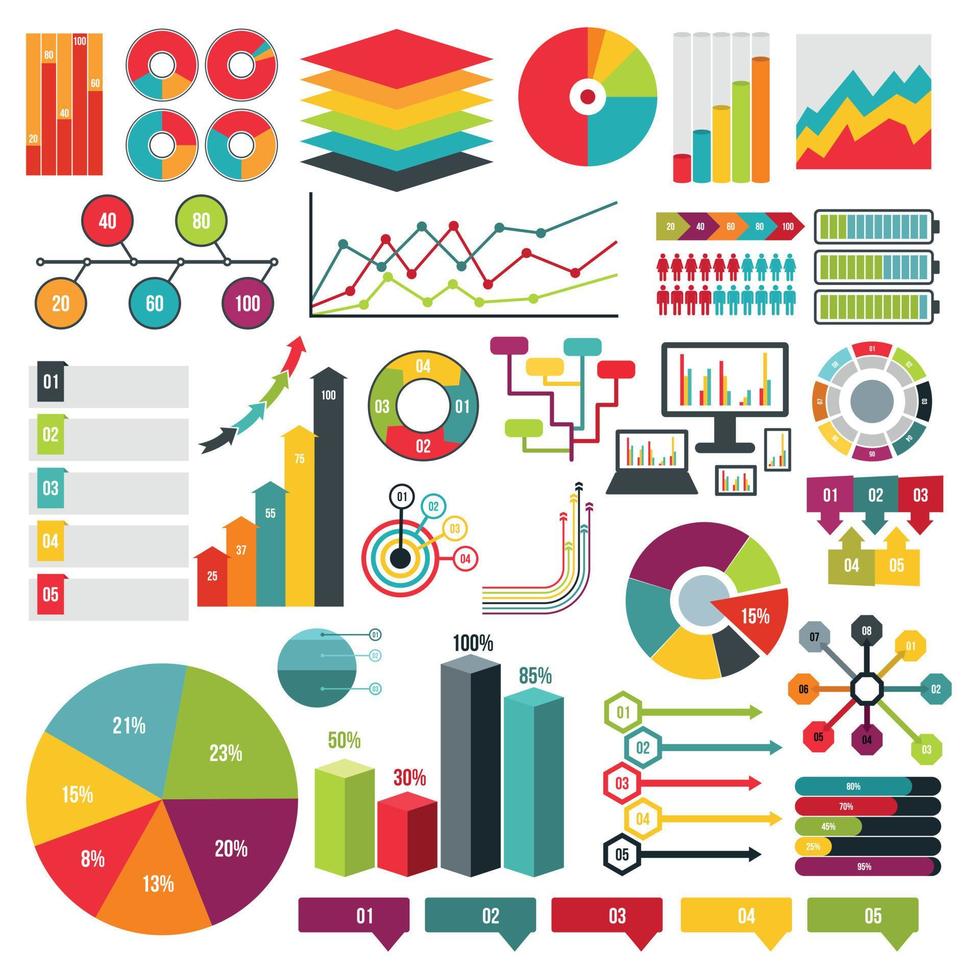 Infografik-Elementsatz, flach vektor