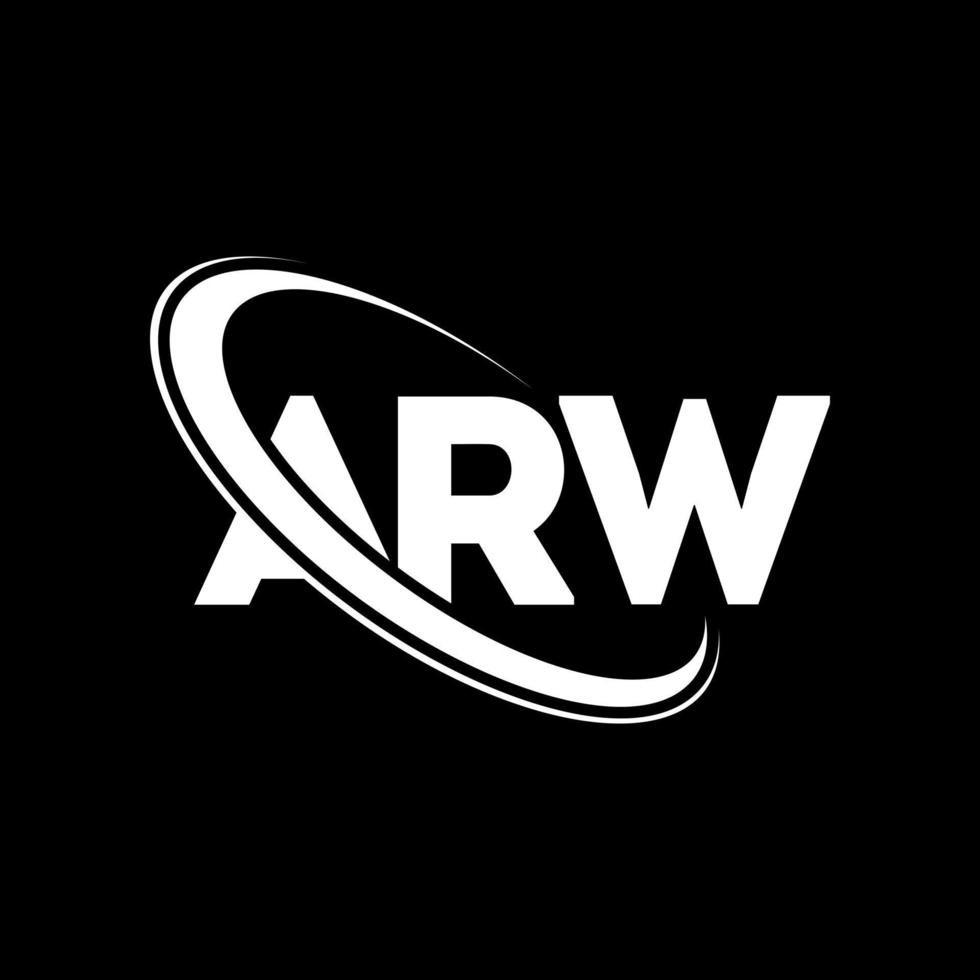 arw logotyp. pil bokstav. arw letter logotyp design. initialer arw logotyp länkad med cirkel och versaler monogram logotyp. arw typografi för teknik, affärs- och fastighetsmärke. vektor