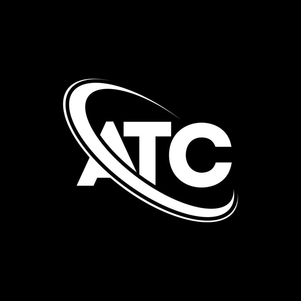 atc-Logo. atc-Brief. atc-Buchstaben-Logo-Design. Initialen atc-Logo verbunden mit Kreis und Monogramm-Logo in Großbuchstaben. atc-typografie für technologie-, geschäfts- und immobilienmarke. vektor