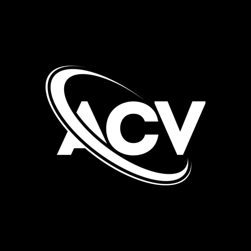 acv-Logo. acv-Brief. acv-Buchstaben-Logo-Design. Initialen-ACV-Logo, verbunden mit Kreis und Monogramm-Logo in Großbuchstaben. acv-typografie für technologie-, geschäfts- und immobilienmarke. vektor