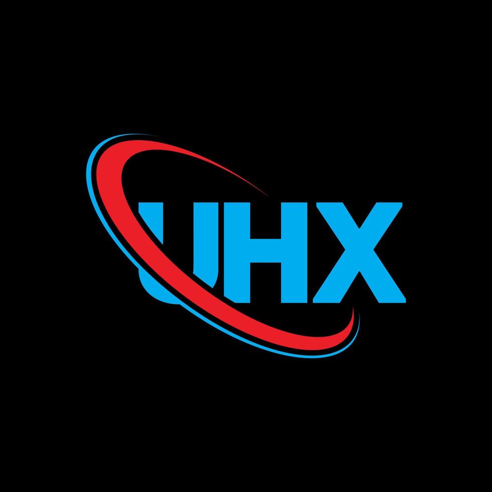 uhx-Logo. äh Brief. uhx-Brief-Logo-Design. Initialen uhx-Logo verbunden mit Kreis und Monogramm-Logo in Großbuchstaben. uhx-typografie für technologie-, geschäfts- und immobilienmarke. vektor