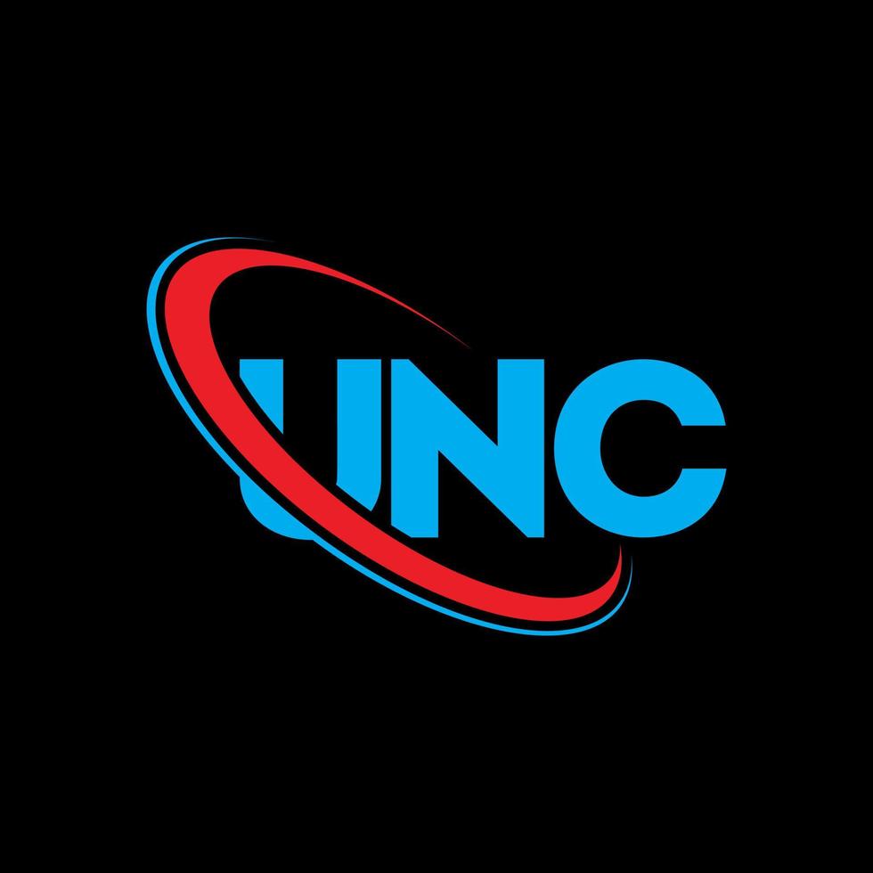 unc-Logo. unc-Brief. unc-Brief-Logo-Design. Initialen UNC-Logo verbunden mit Kreis und Monogramm-Logo in Großbuchstaben. unc typografie für technologie-, geschäfts- und immobilienmarke. vektor