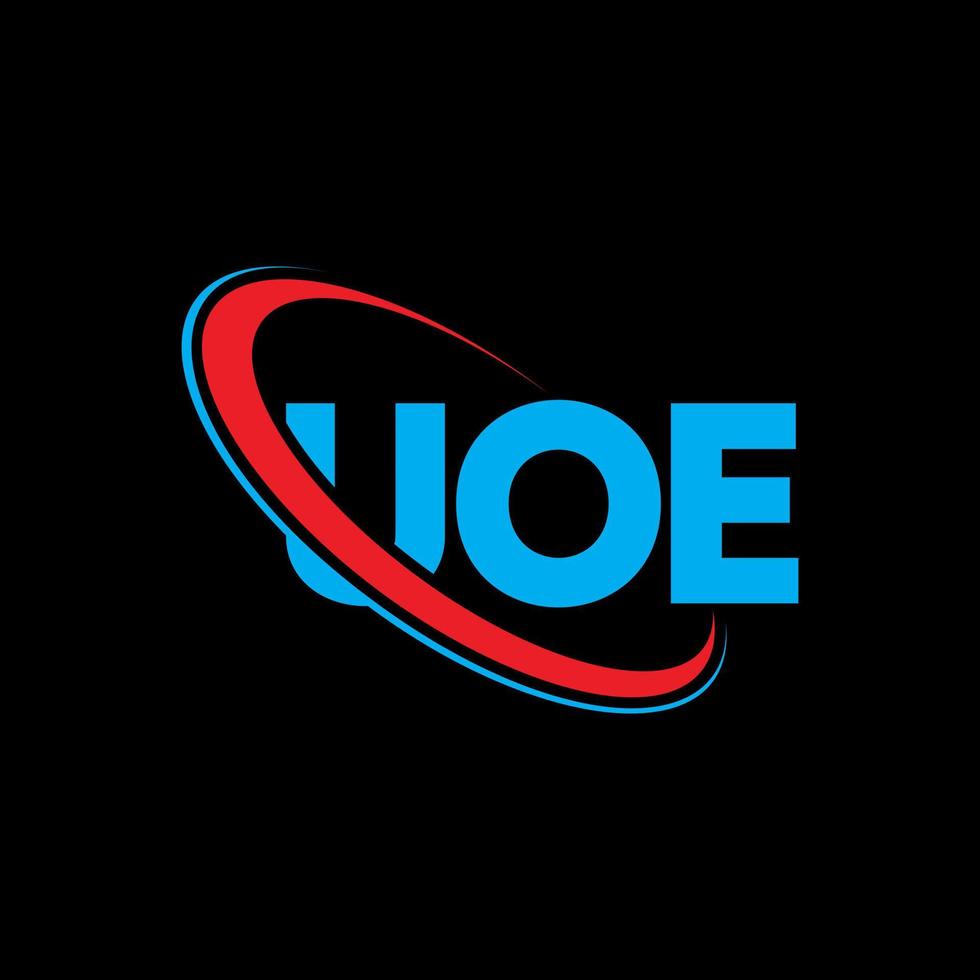 uoe-Logo. uoe-Brief. uoe-Buchstaben-Logo-Design. Initialen uoe-Logo verbunden mit Kreis und Monogramm-Logo in Großbuchstaben. uoe-typografie für technologie-, geschäfts- und immobilienmarke. vektor