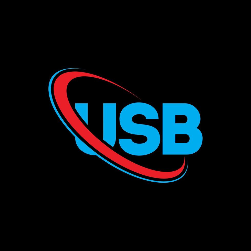 usb-logotyp. usb-brev. usb-bokstavslogotypdesign. initialer usb-logotyp länkad med cirkel och versaler monogram logotyp. usb-typografi för teknik, företag och fastighetsmärke. vektor