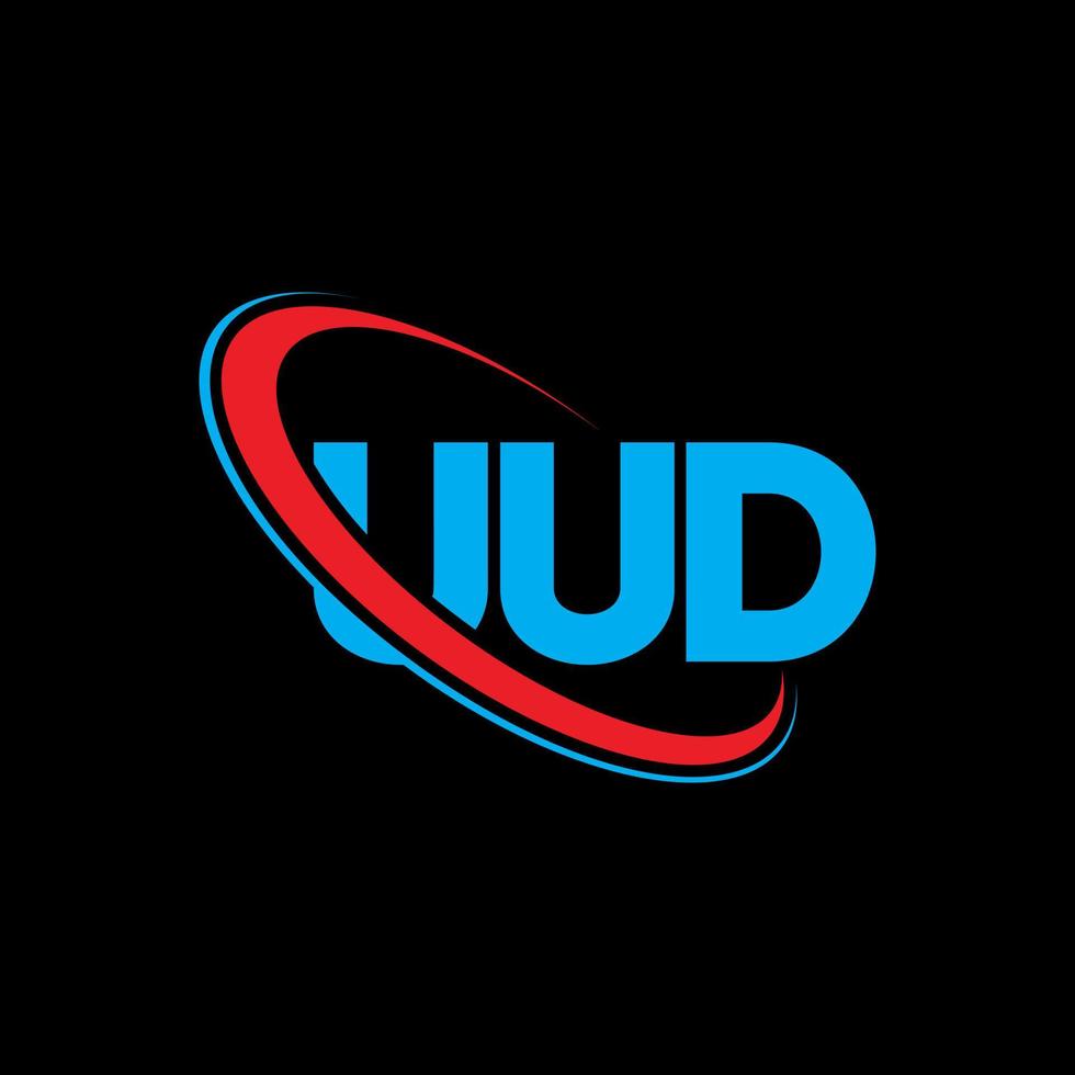 uud-Logo. uud-Brief. uud-Buchstaben-Logo-Design. uud-Logo mit den Initialen, verbunden mit einem Kreis und einem Monogramm-Logo in Großbuchstaben. uud-typografie für technologie-, geschäfts- und immobilienmarke. vektor