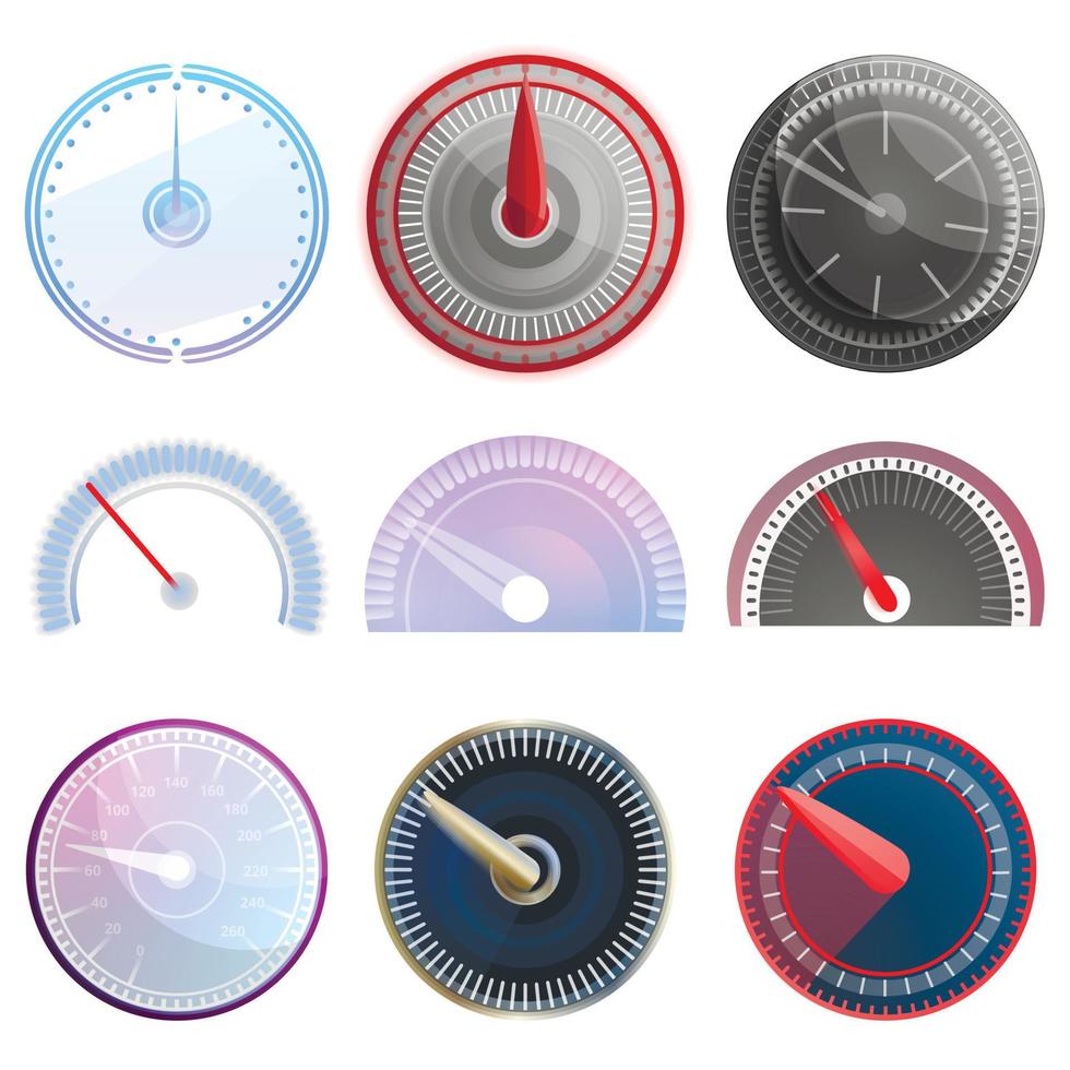 Tachometer-Icon-Set, Cartoon-Stil vektor