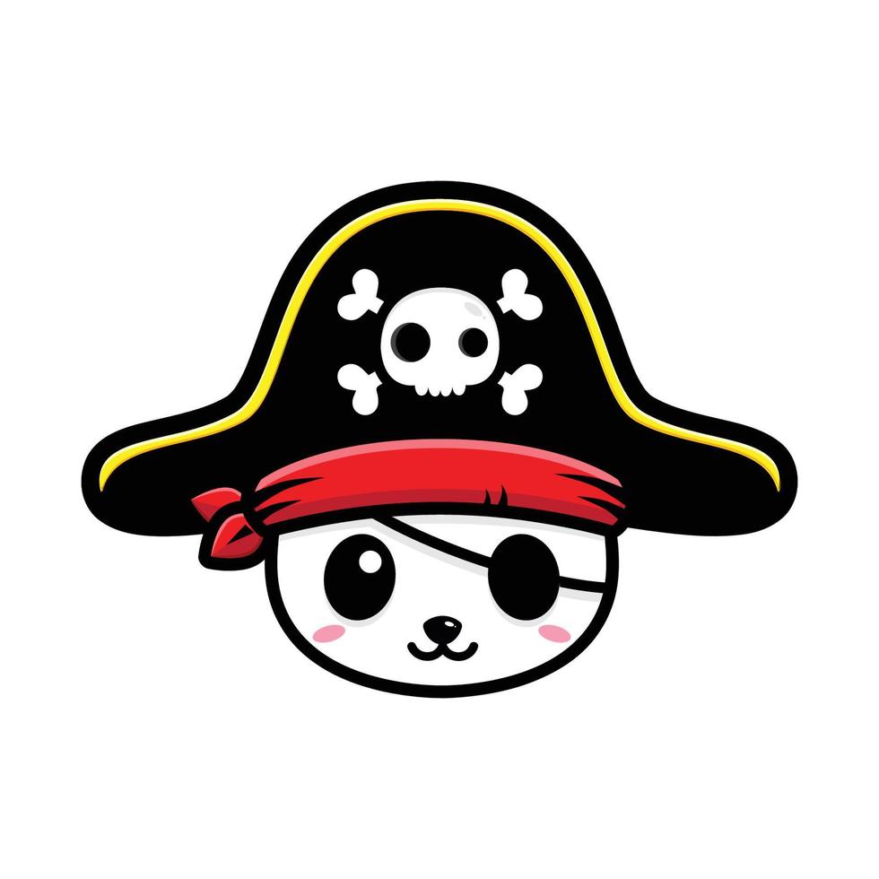 süßes Panda-Piratenkopf-Maskottchen vektor