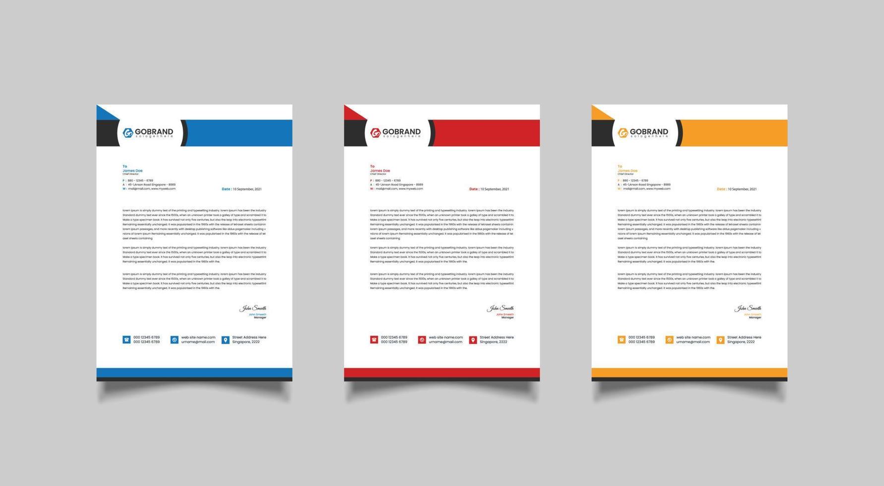 Briefkopf Corporate Modern Business Briefkopf Vorlagendesign vektor