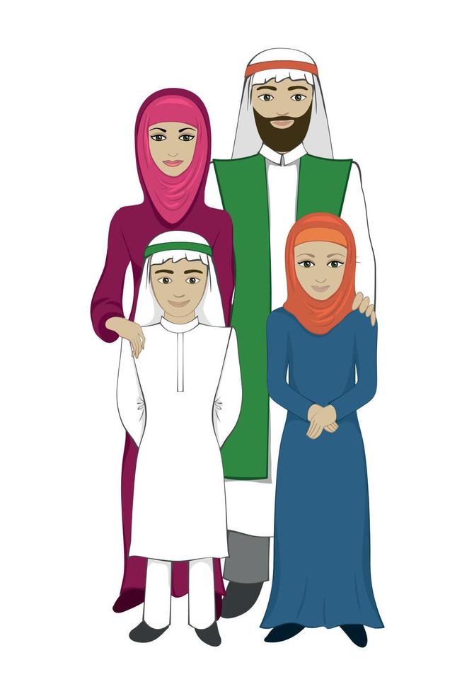 muslimsk familj koncept, platt stil vektor