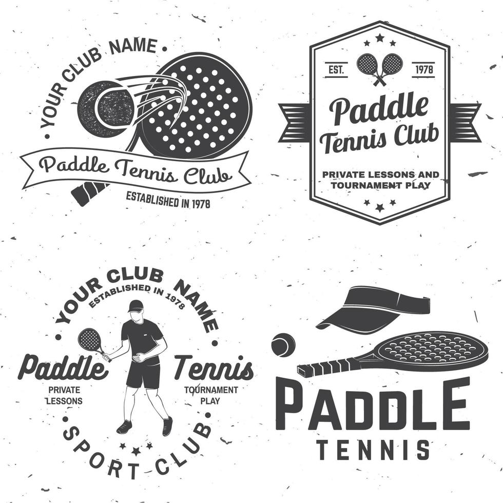 Set von Paddle-Tennis-Abzeichen, Emblem oder Zeichen. Vektor-Illustration. konzept für hemd, druck, stempel oder t-stück. vektor