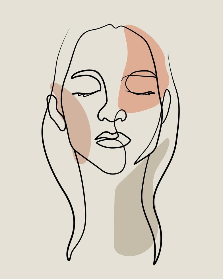 kvinna ansiktsbehandling linjekonst vektorillustration vektor