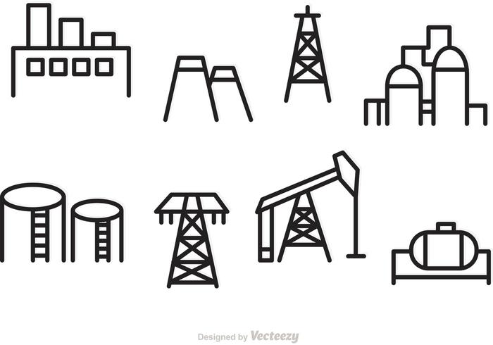 Olje- och industriella vektorgrafikikoner vektor