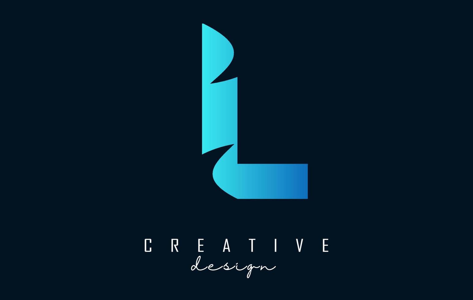 bokstaven l-logotyp med negativ utrymmesdesign och kreativa vågskärningar. brev med geometrisk design. vektor