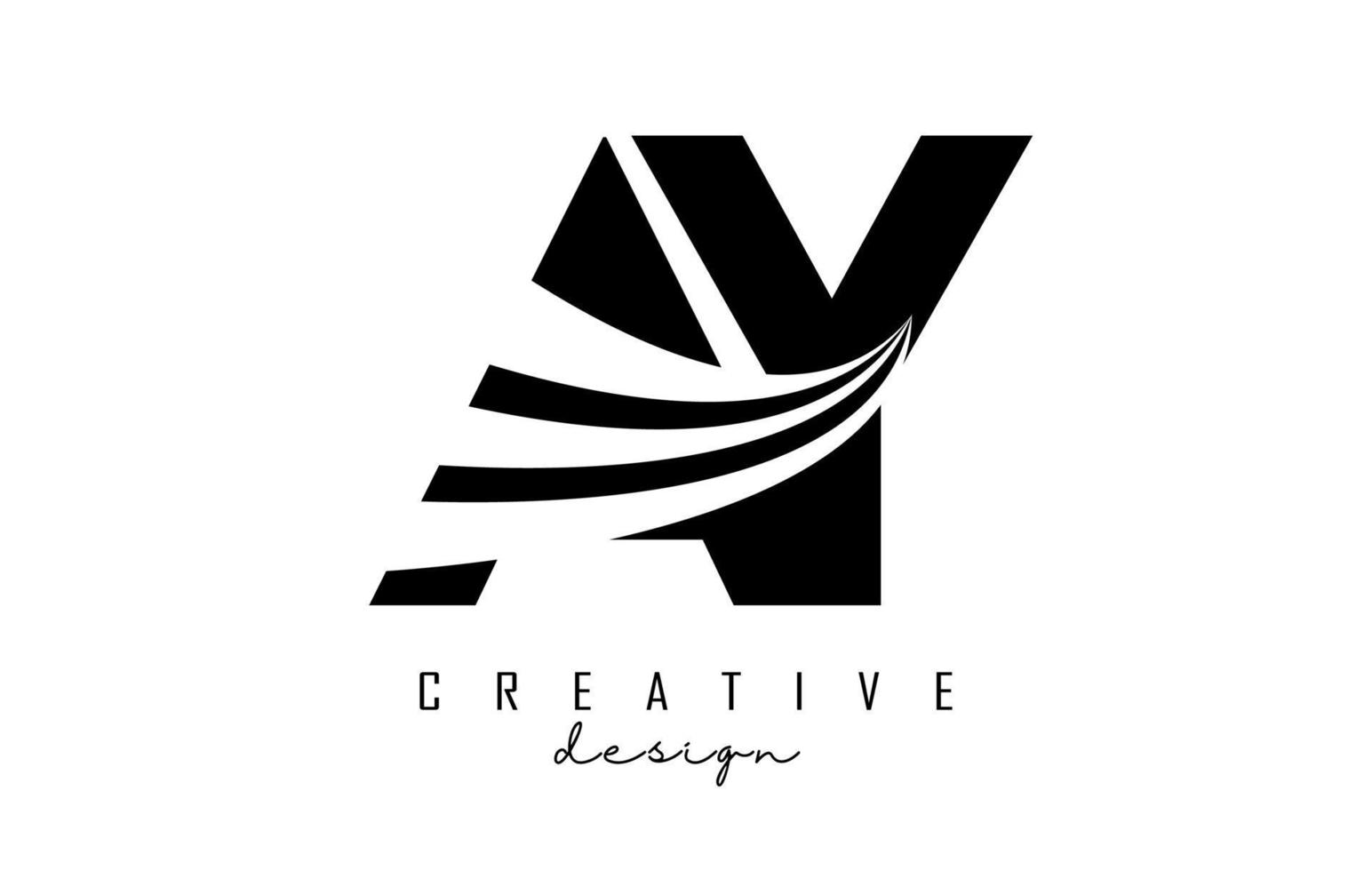 kreativa svarta bokstäver ay ay logotyp med ledande linjer och vägkonceptdesign. bokstäver med geometrisk design. vektor